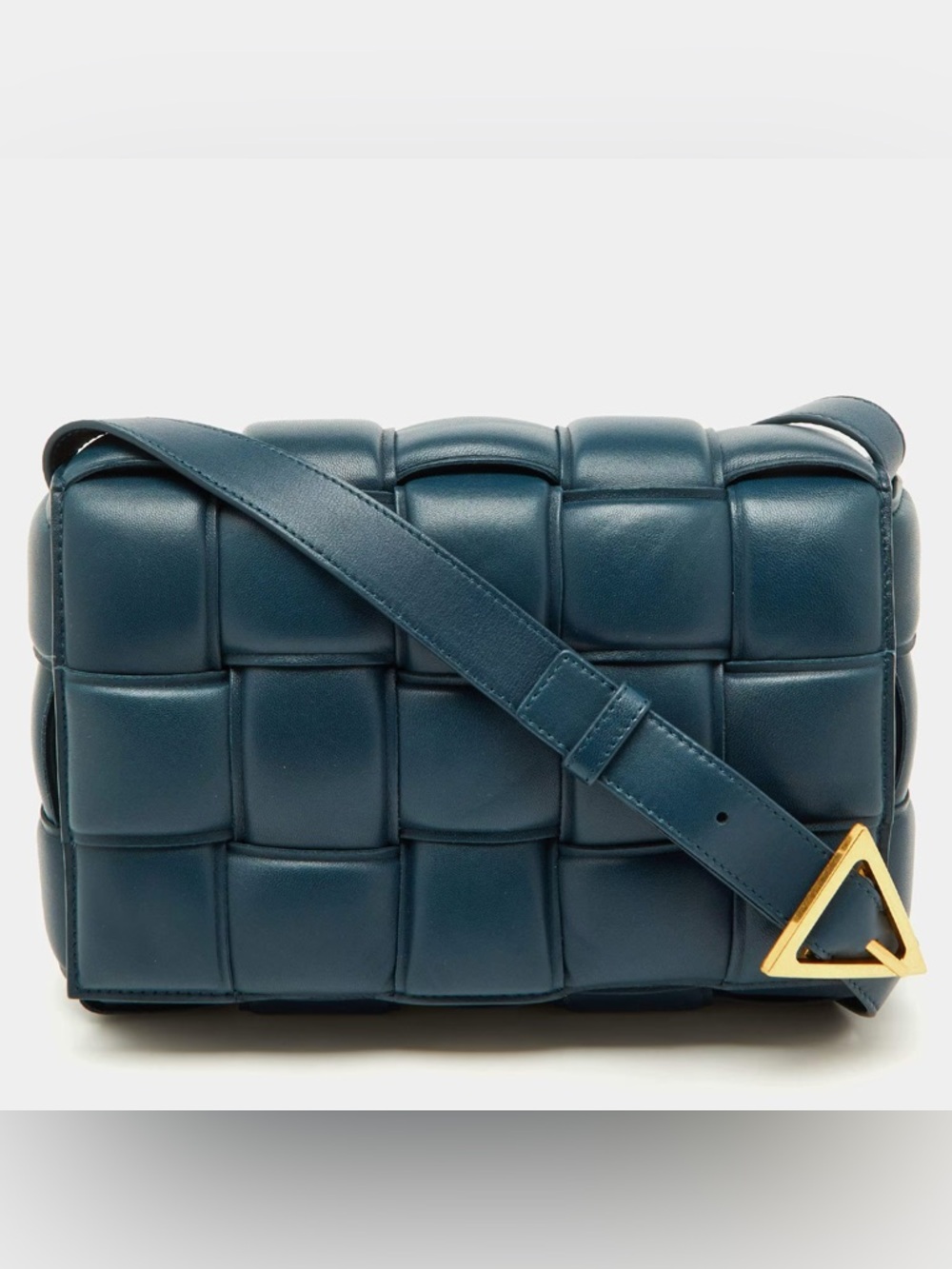Bottega Veneta Padded Cassette Bag Petrol Blue Maxi Intrecciato Crossbody